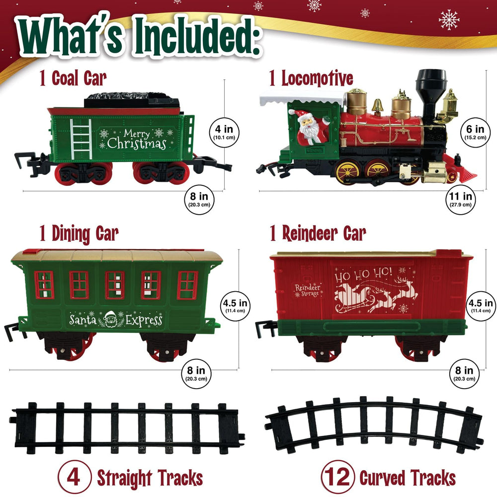 Stargo Christmas Train Set showing steam from the smokestack for dynamic realism