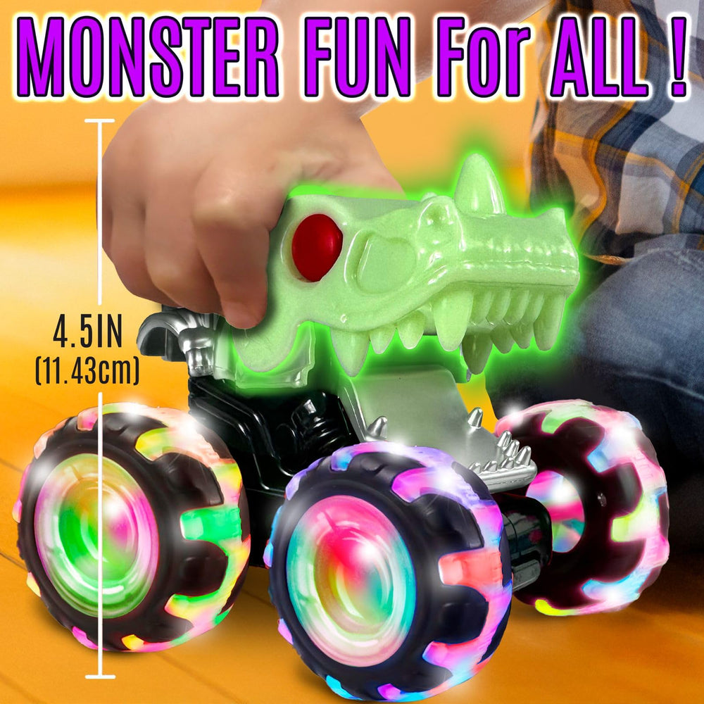 Stargo glow skull monster truck side view highlighting compact pull-back racer design