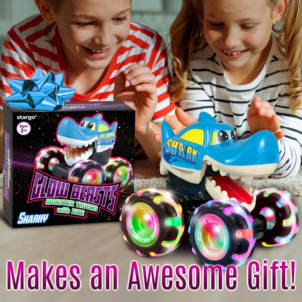 Bright LED action and compact size ideal for travel play.