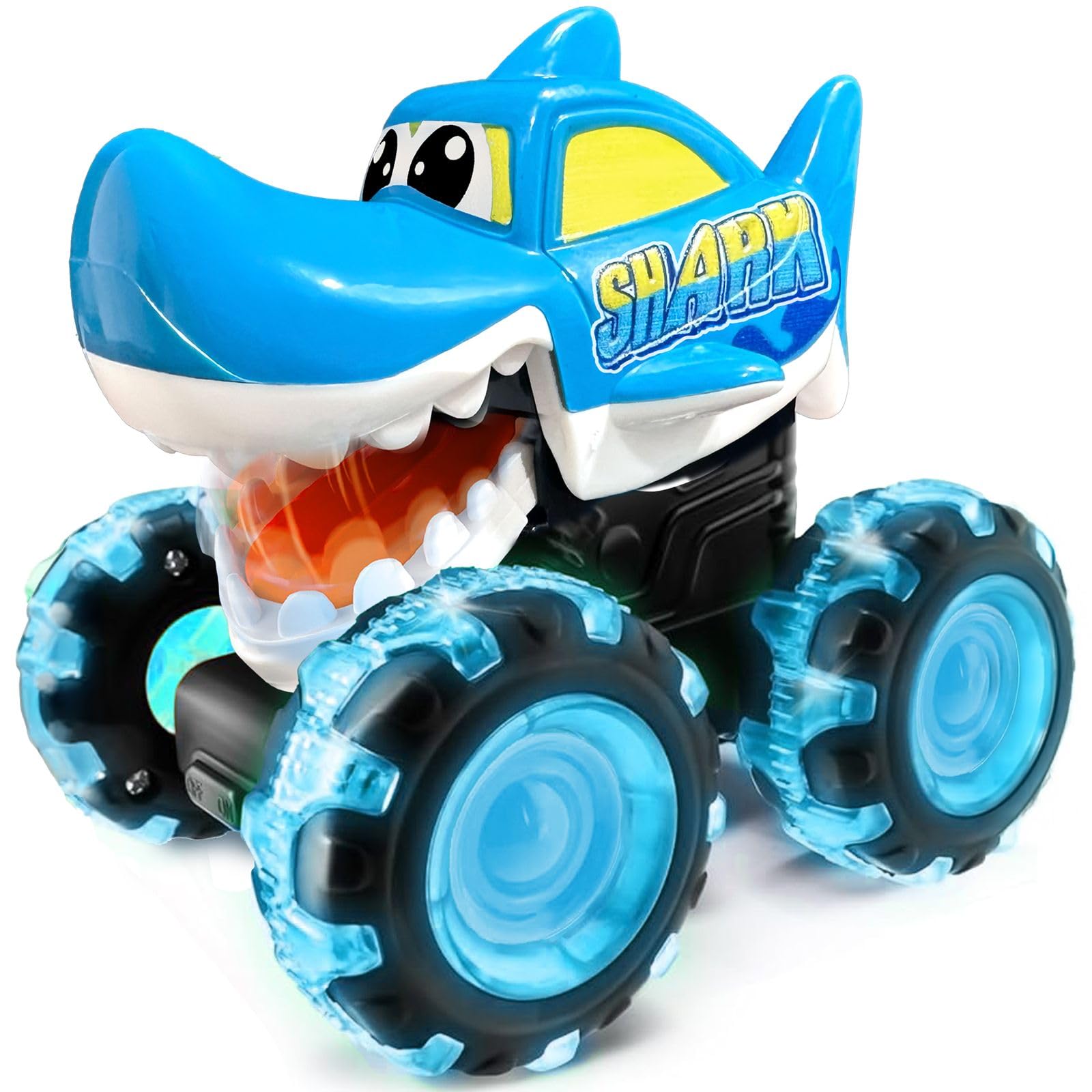 Stargo Shark Monster Truck with light-up wheels for vibrant nighttime play.