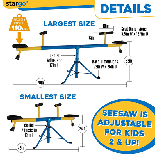 Stargo Swivel Teeter Totter expandable dimensions support growing outdoor play