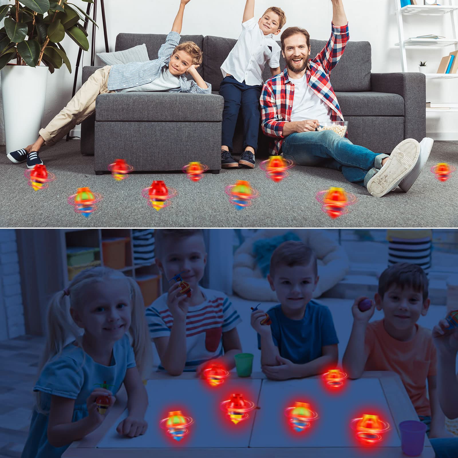 Starhig colorful spinning tops set helps kids explore color combos and coordination.