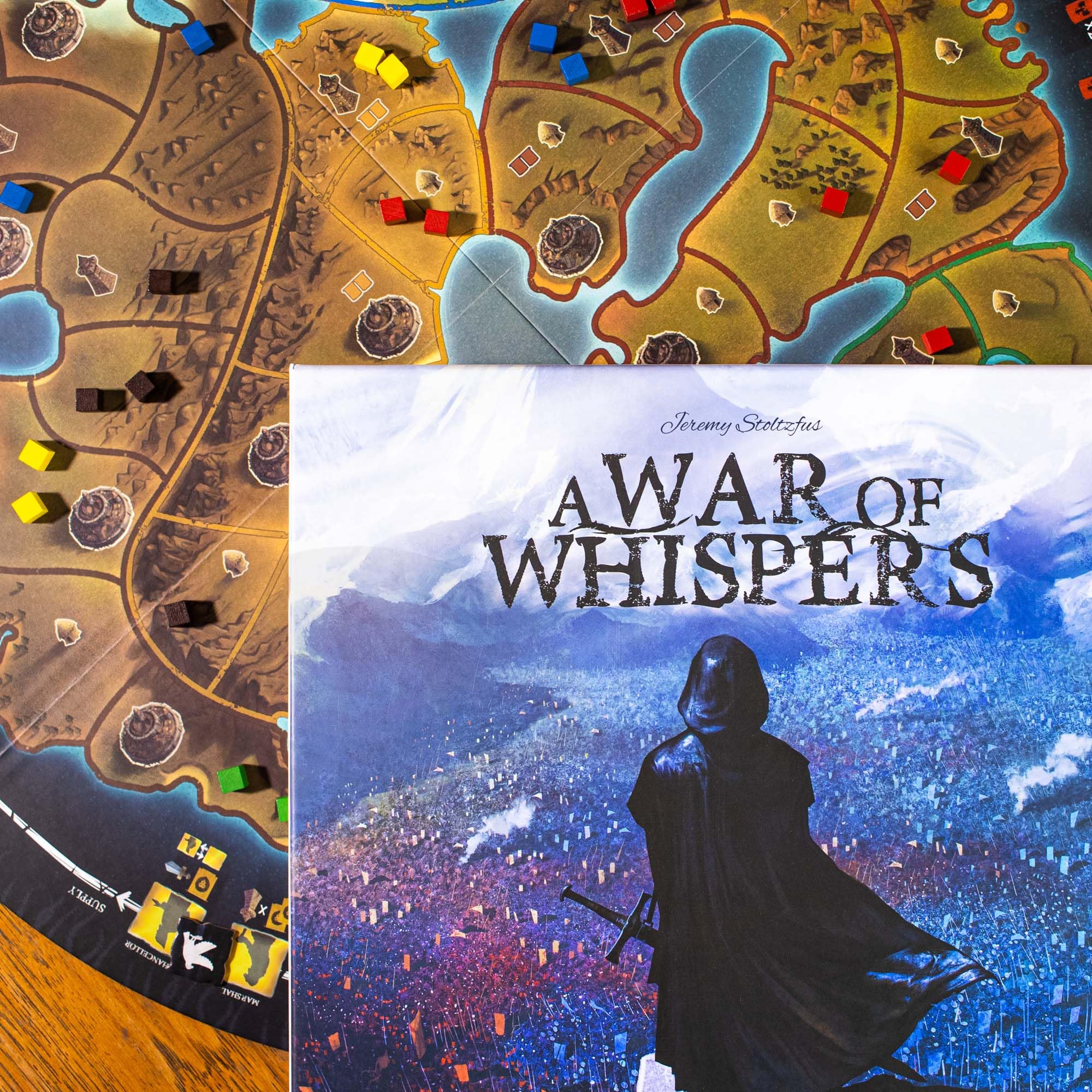 Starling Games A War of Whispers board provides a clear layout for planning turns.