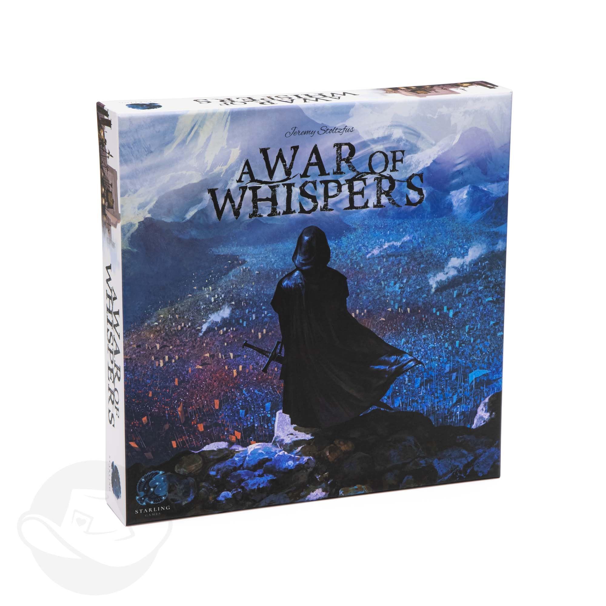 Starling Games A War of Whispers box art invites strategic play and social negotiation.