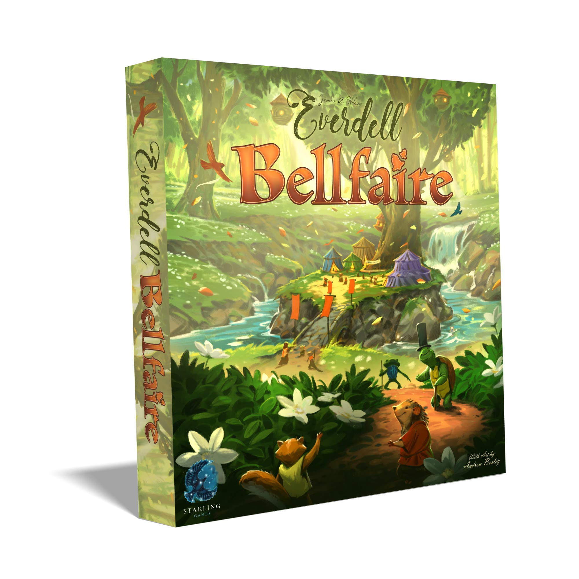 Starling Games Everdell Bellfaire market board showcasing dynamic resource options for players