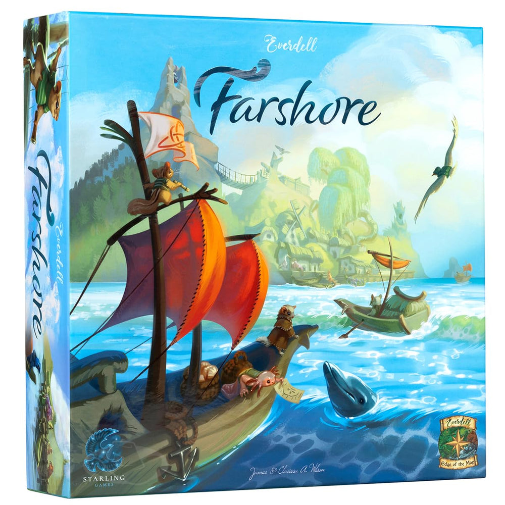Starling Games Everdell Farshore Collector's Edition box with deluxe components for an immersive strategy night.
