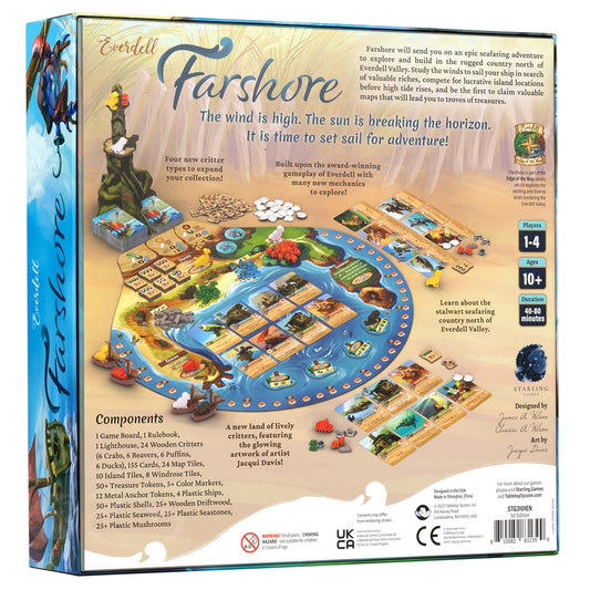 Starling Games Everdell Farshore deluxe ship model showcases detailed plastic vessels for tactile tabletop play.
