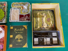 Starling Games Everdell wooden Ever Tree centerpiece enhances the table landscape.