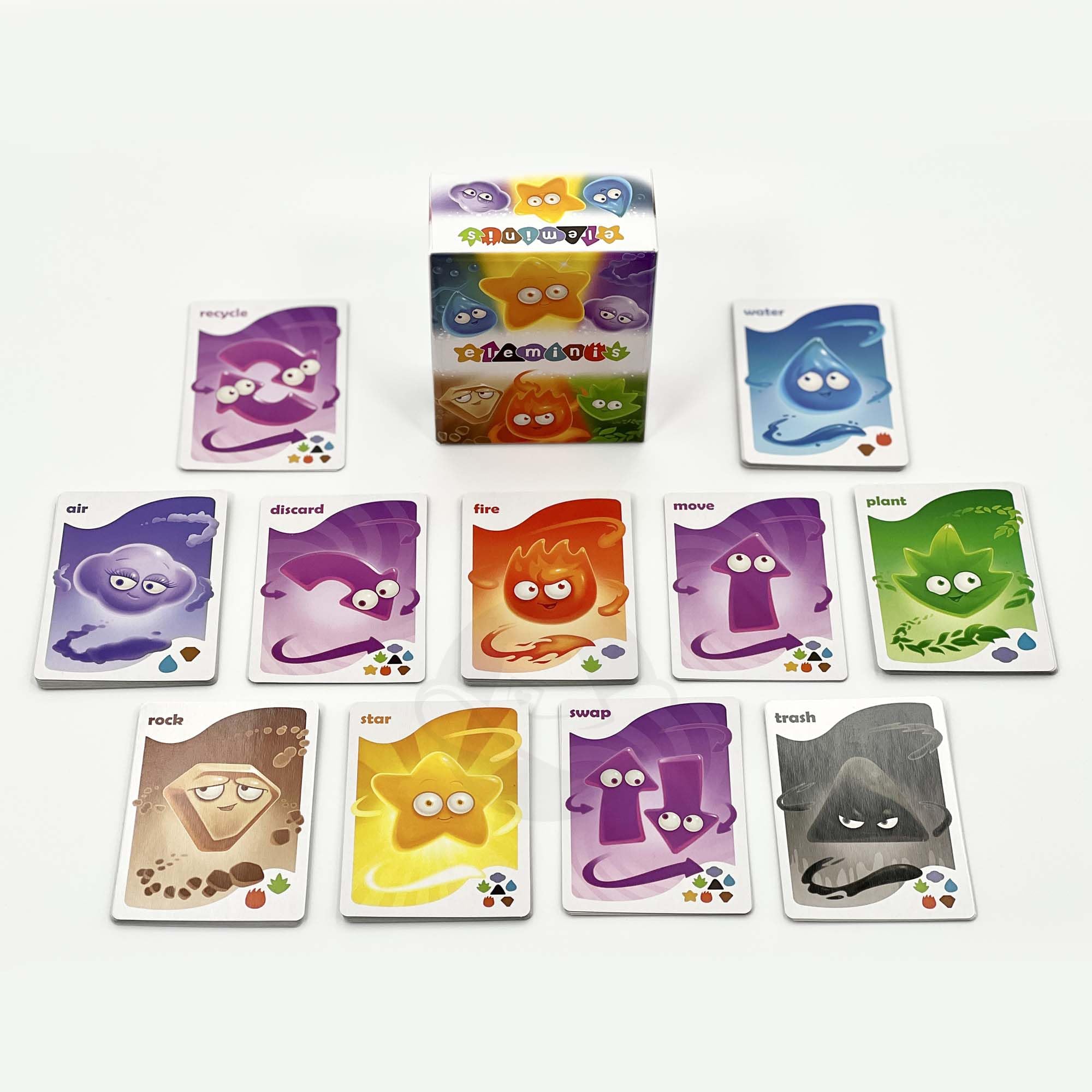 Starling Games Eleminis compact box for easy storage and quick setup.