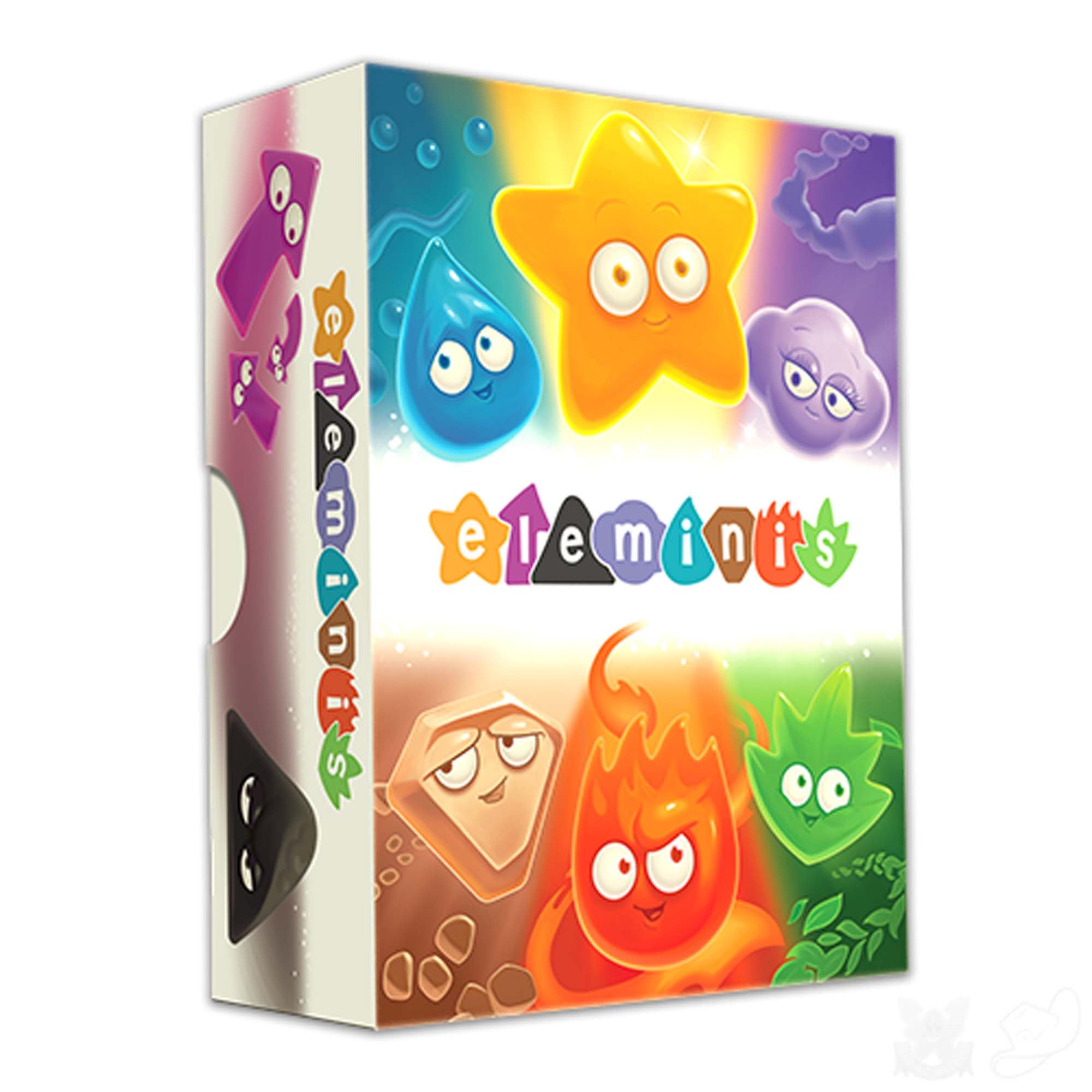 Starling Games Eleminis game setup image showing colorful creatures for family night strategy.
