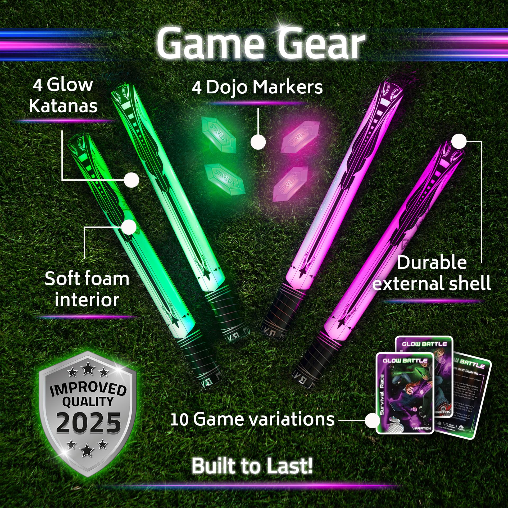 Starlux backyard ninja play in twilight with screen-free fun