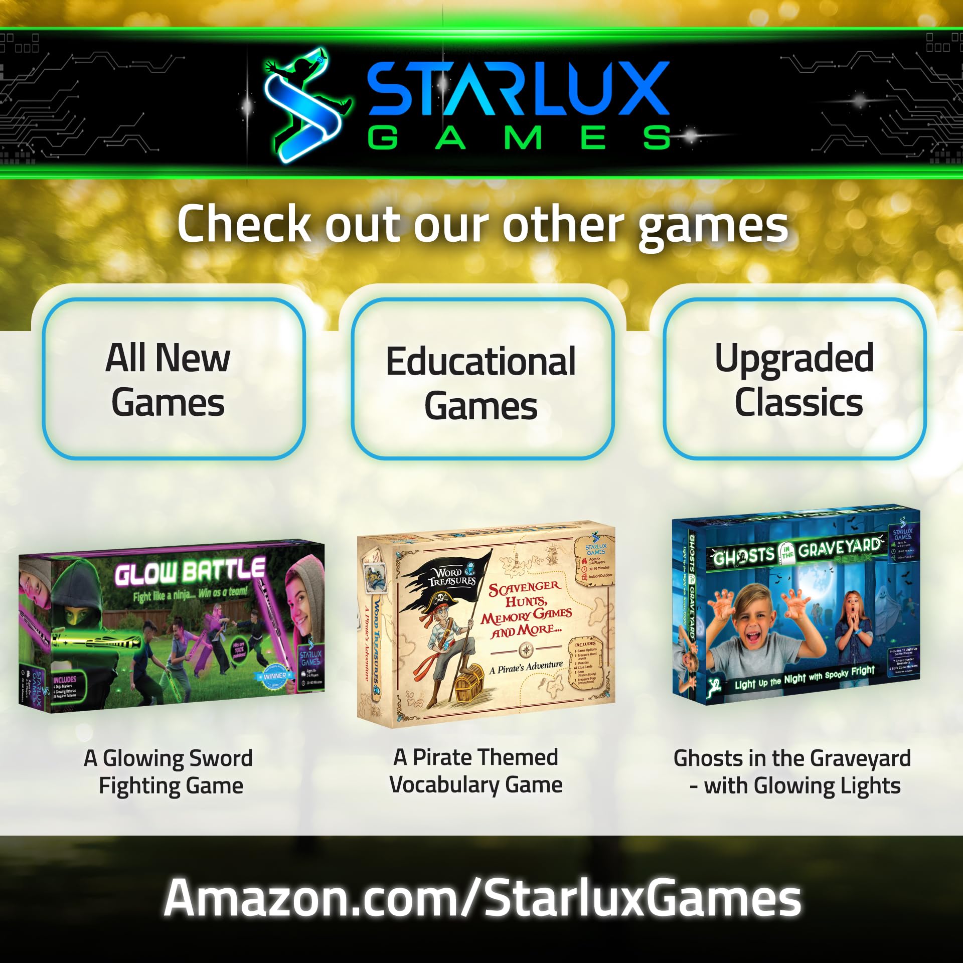 Durable LED bracelets by Starlux keep gameplay going through long evenings.