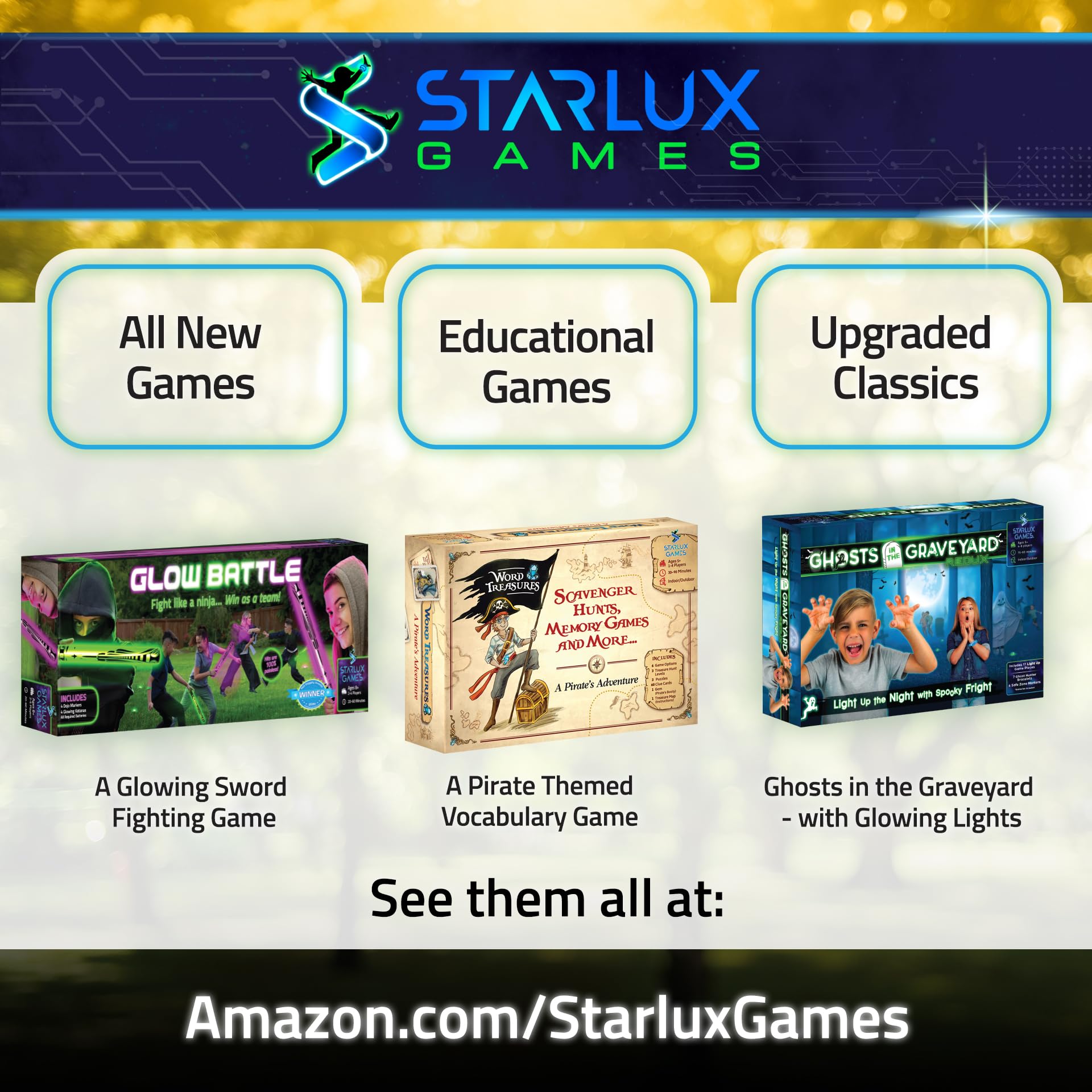 Starlux Glow battery-powered pieces stay visible through long sessions.