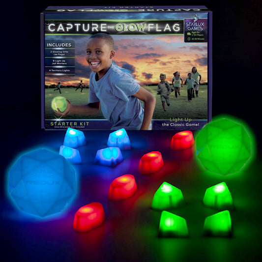 Starlux Glow Capture The Flag flag glows bright for night play.