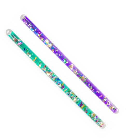 Star Magic glitter wand purple and green with shimmering particles for imaginative pretend play