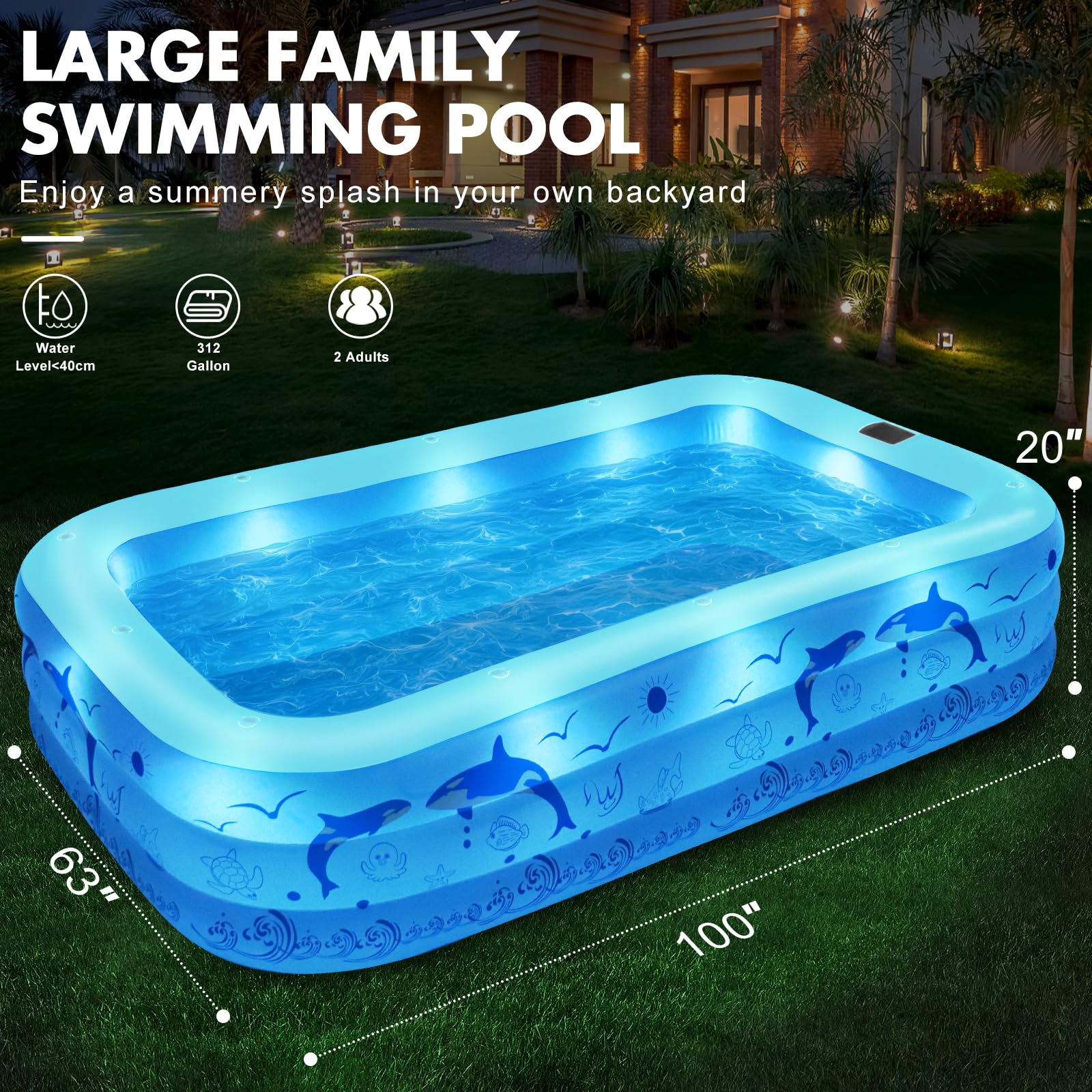 StarOcean rectangular inflatable pool with three chambers stays steadily inflated