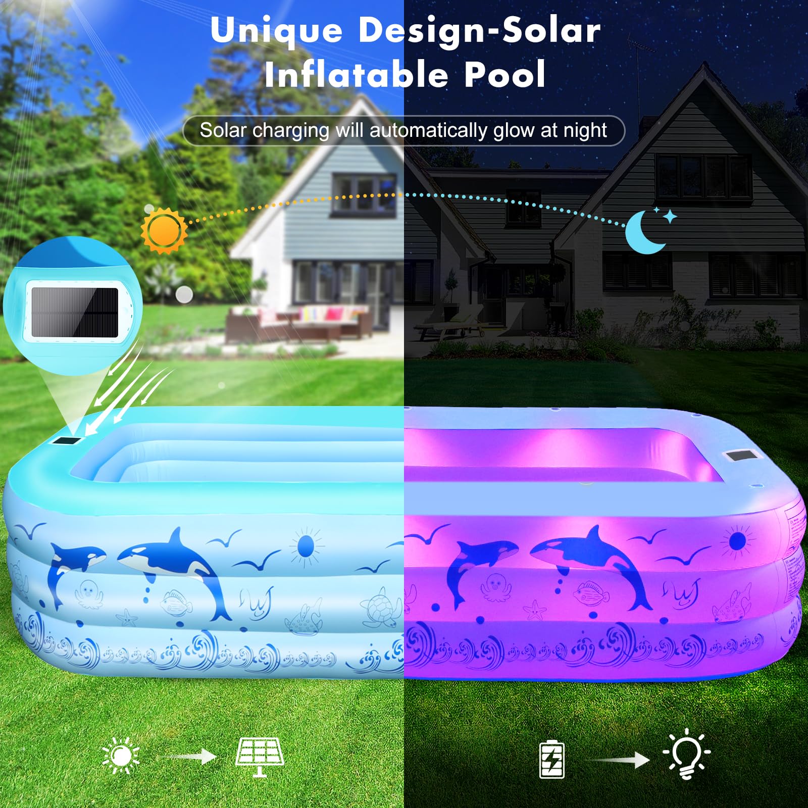 StarOcean solar powered LED lights brighten pool area after dark