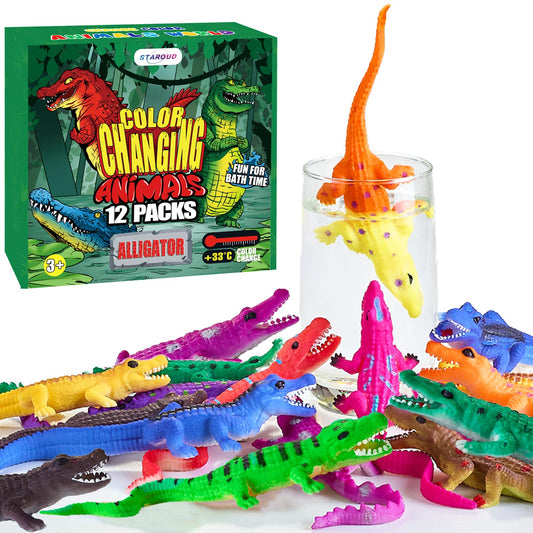Staroud color-changing alligator toy closeup showing 6in size for bath time play.