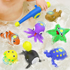 Staroud magnetic fishing rod bath toy with sea creatures for safe catching play
