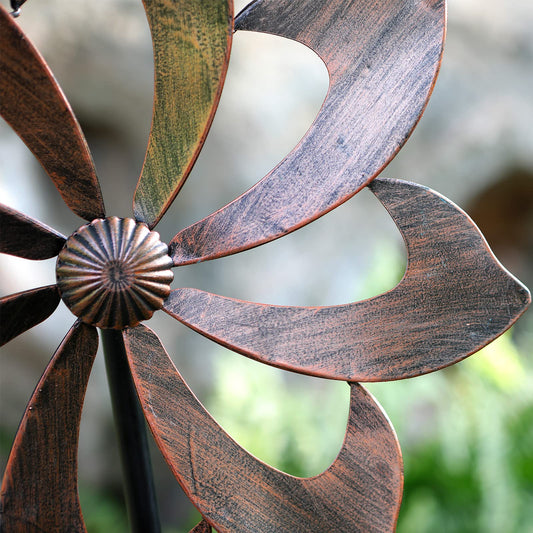 Starryfill wind spinner with a vertical stake for stable yard charm.