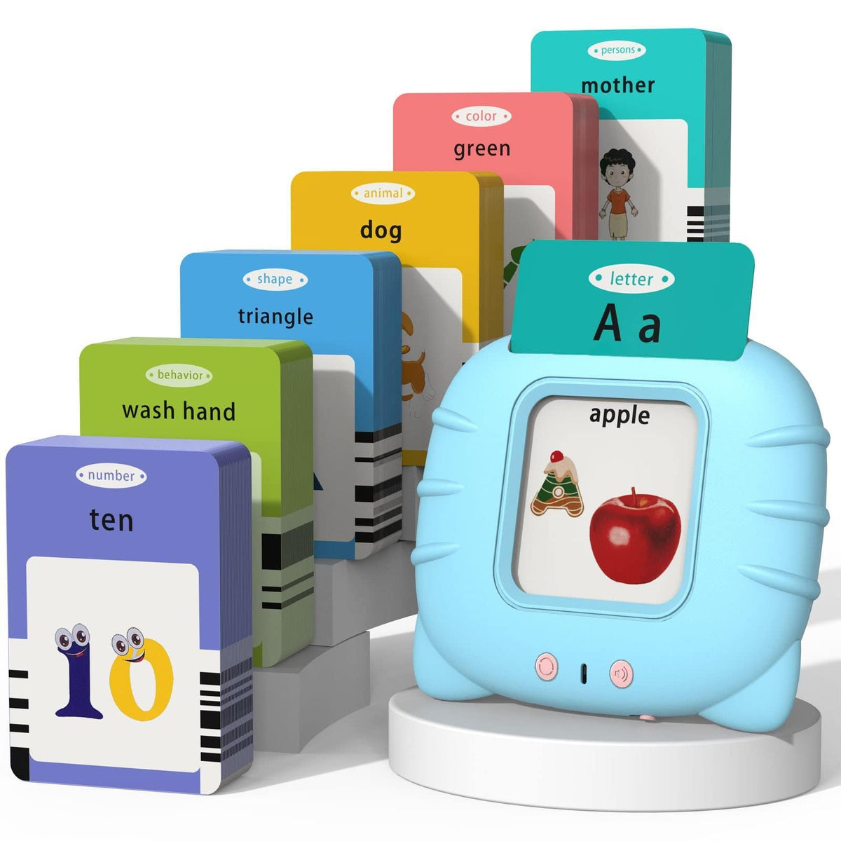 Startcan Talking Cards packaging blue, giftable learning set for toddlers
