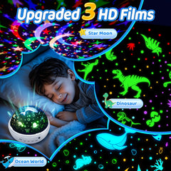 Staryou Dinosaur Projector lights star film for dreamy night sky moments.