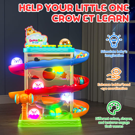 Stay Fun light-up balls racing down the colorful tracks