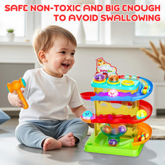 Stay Fun car ramp race from side view for toddlers