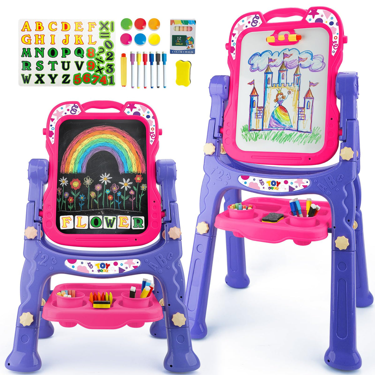 STEAM Life Art Easel double-sided board supports shared creativity.