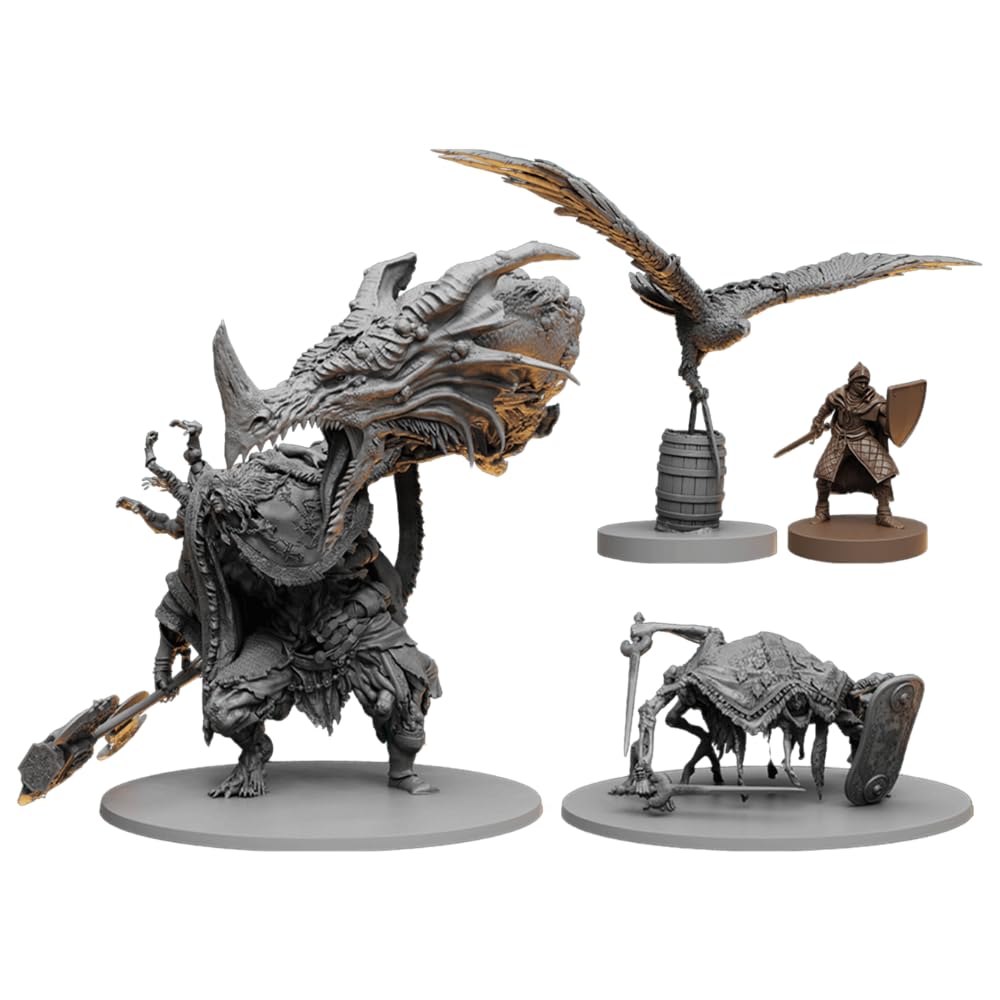 Steamforged Elden Ring Stormveil four Tarnished miniatures prepared for cooperative play.