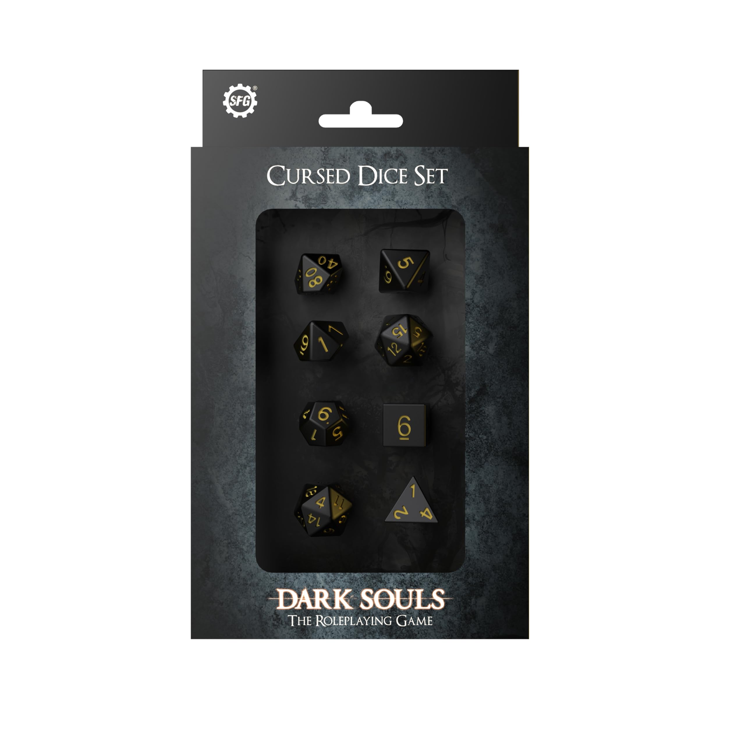 Steamforged Games Dark Souls Cursed Dice Set engraved close-up for precise rolls