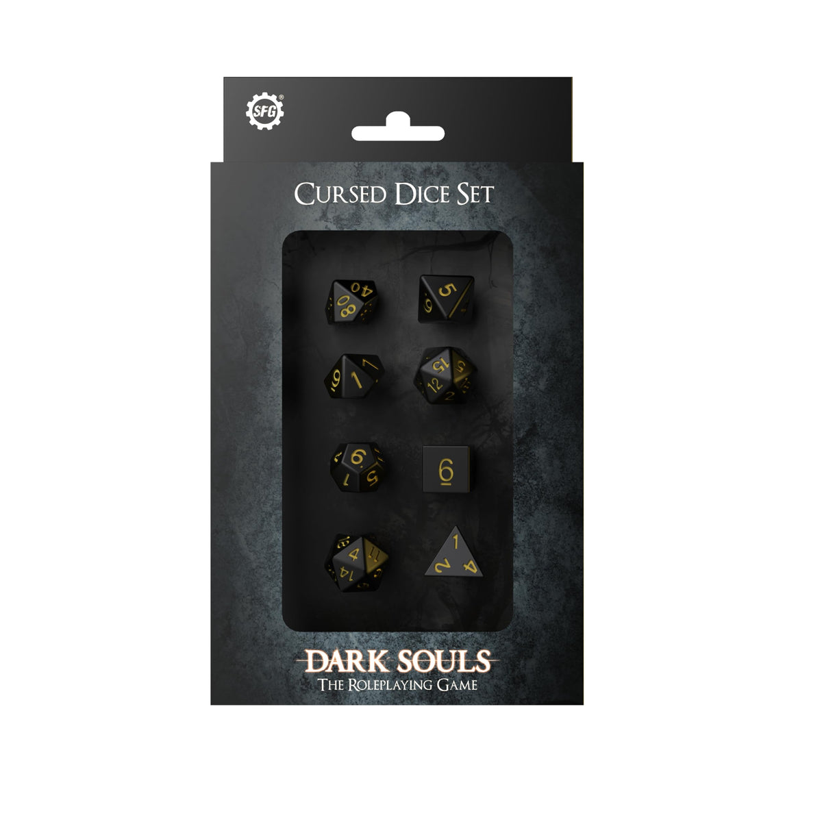Steamforged Games Dark Souls Cursed Dice Set engraved close-up for precise rolls