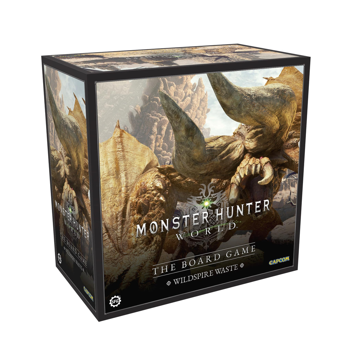 Steamforged Games Monster Hunter World core set in Wildspire Waste boosts cooperative play.