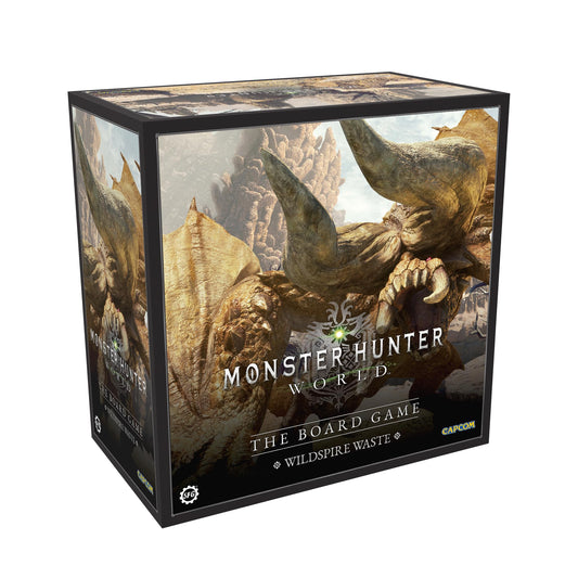 Steamforged Games Monster Hunter World core set in Wildspire Waste boosts cooperative play.