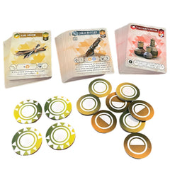 Steamforged Horizon Zero Dawnn tokens and dice set for resource tracking.
