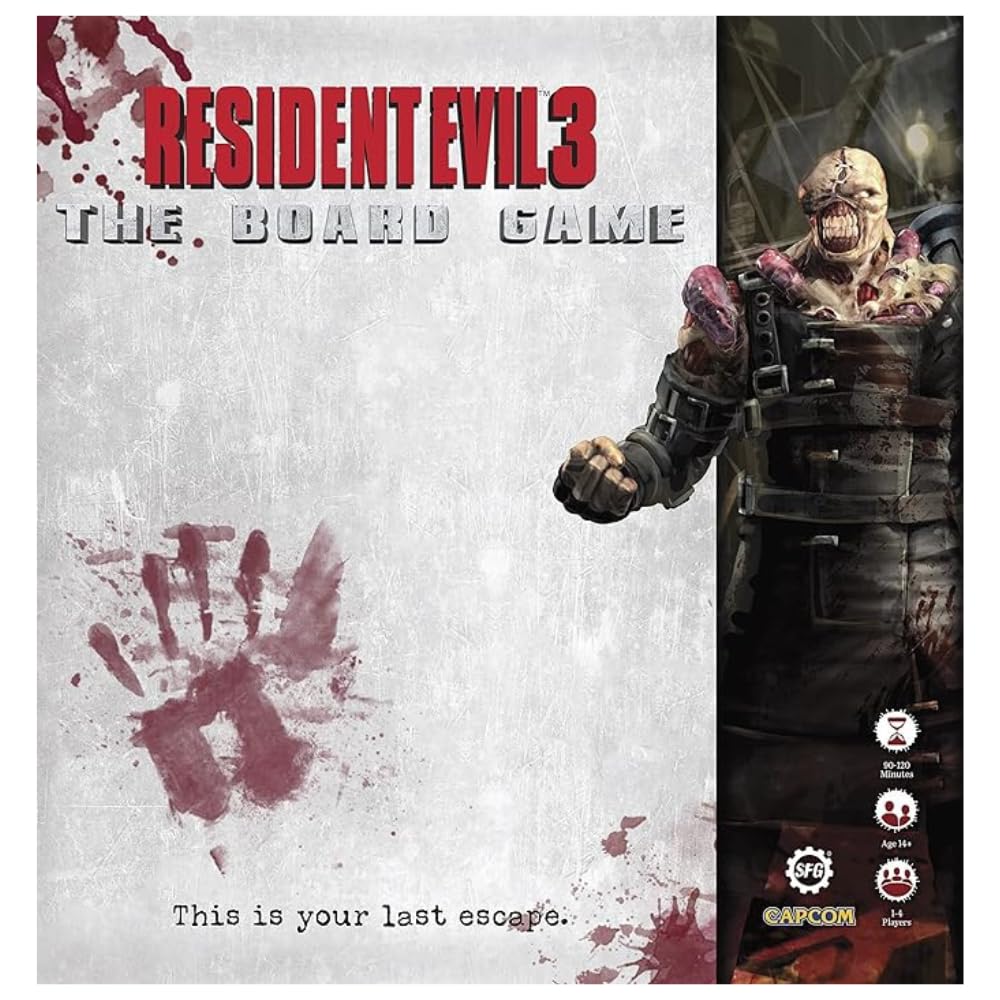Steamforged Resident Evil 3 board game play setup for cooperative strategy.