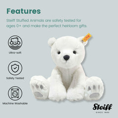 Steiff Lasse polar bear plush in sitting position suitable for display.