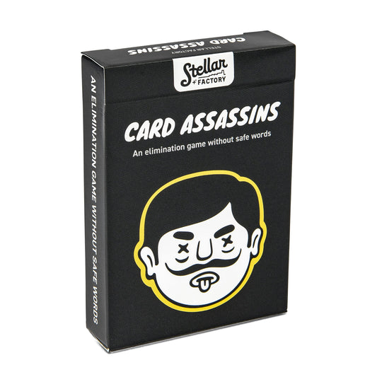 Stellar Factory Card Assassins box front, compact for travel and quick setup