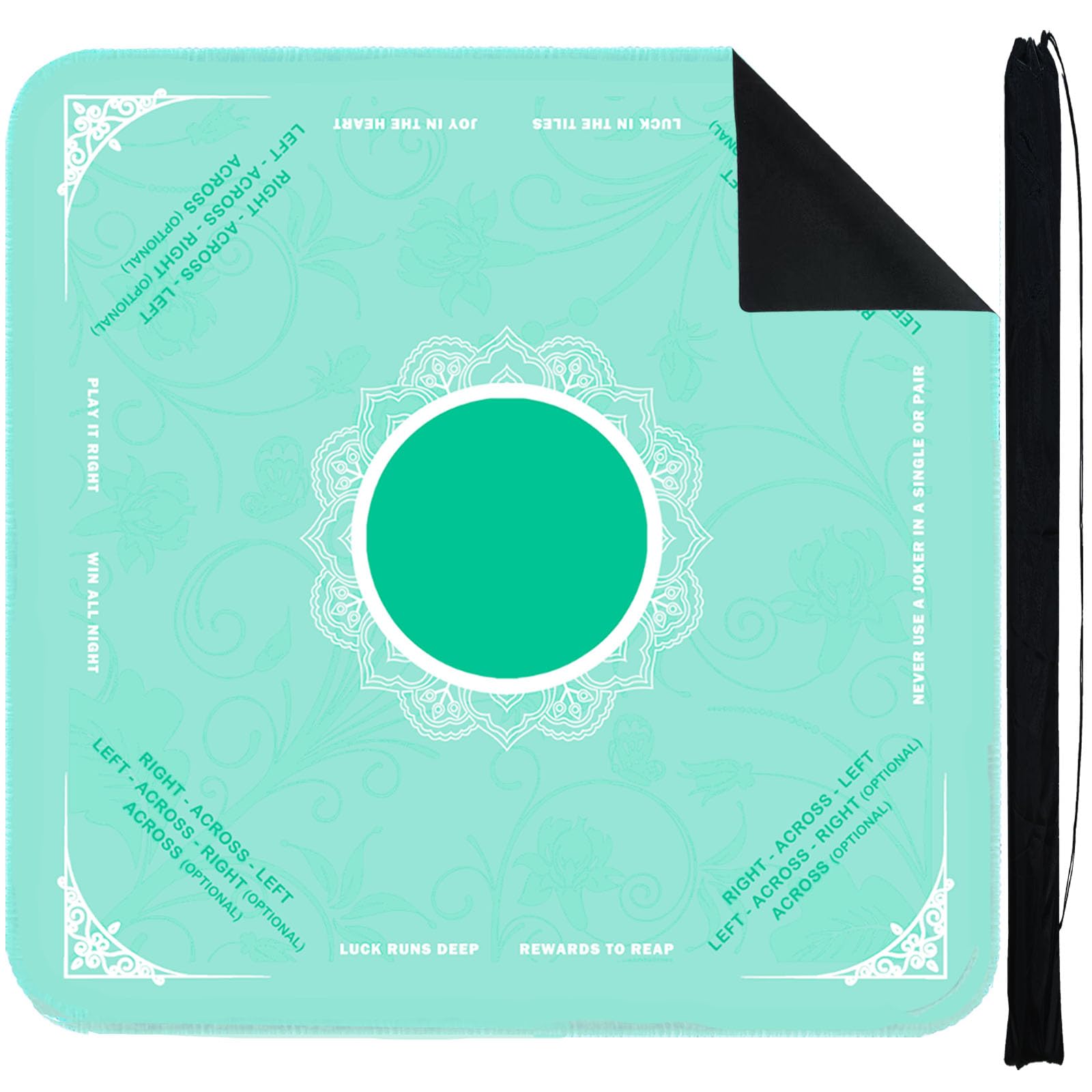 StellarOcean Mahjong mat green with rules; 31.5 x 31.5 inches for spacious play.