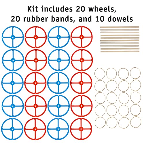 STEM Inventions axle with four-tooth grip prevents wheel slippage.