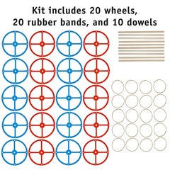STEM Inventions axle with four-tooth grip prevents wheel slippage.