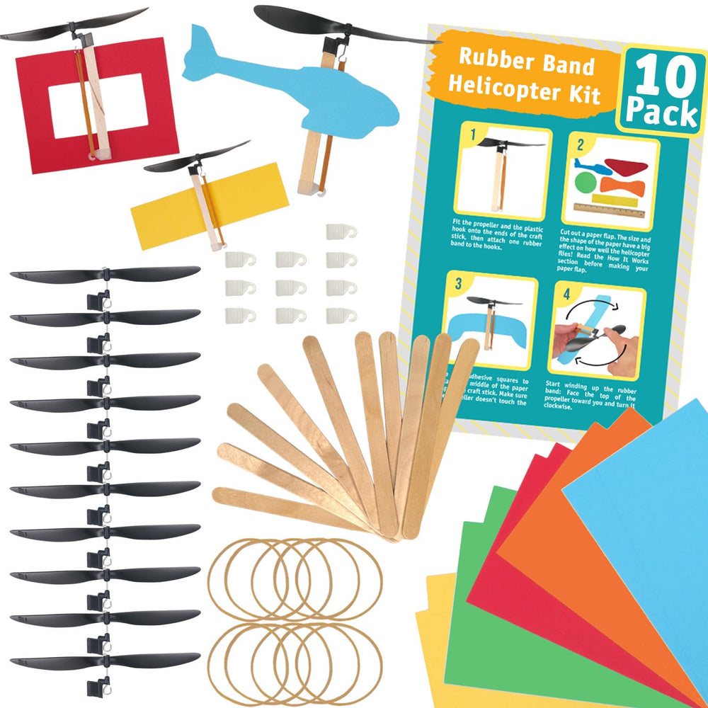 STEM Inventions rubber band helicopter kit opening box for classroom setup