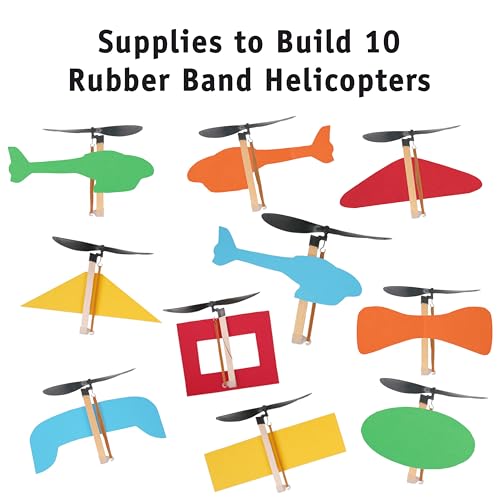 STEM Inventions rubber band helicopter propeller assembly demonstrates propulsion exploration