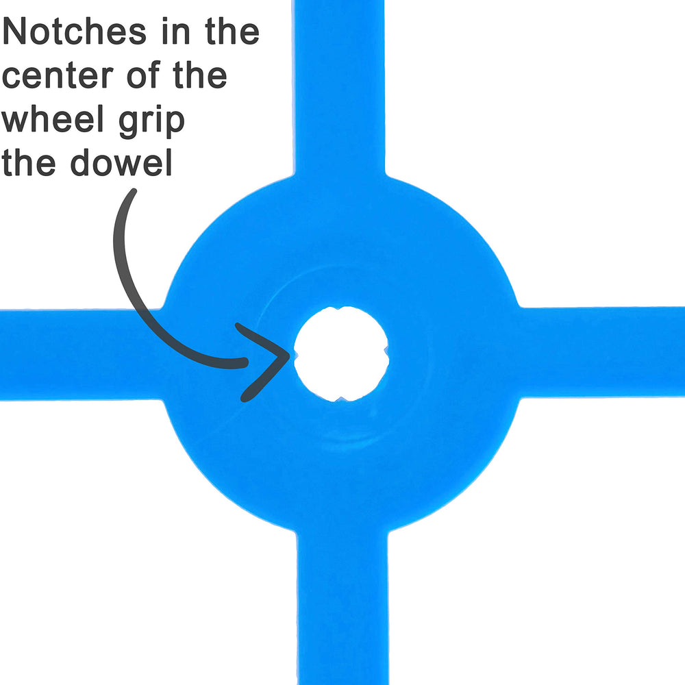 STEM Inventions wheels-to-dowels fit ensures easy assembly and alignment.