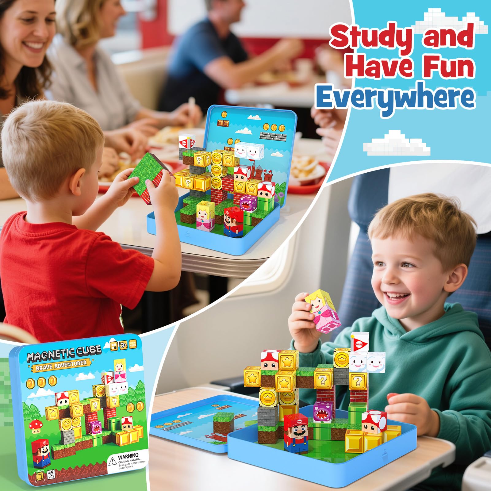 STEM MATCH Magnetic blocks patterns on surface inspire creative building sessions.