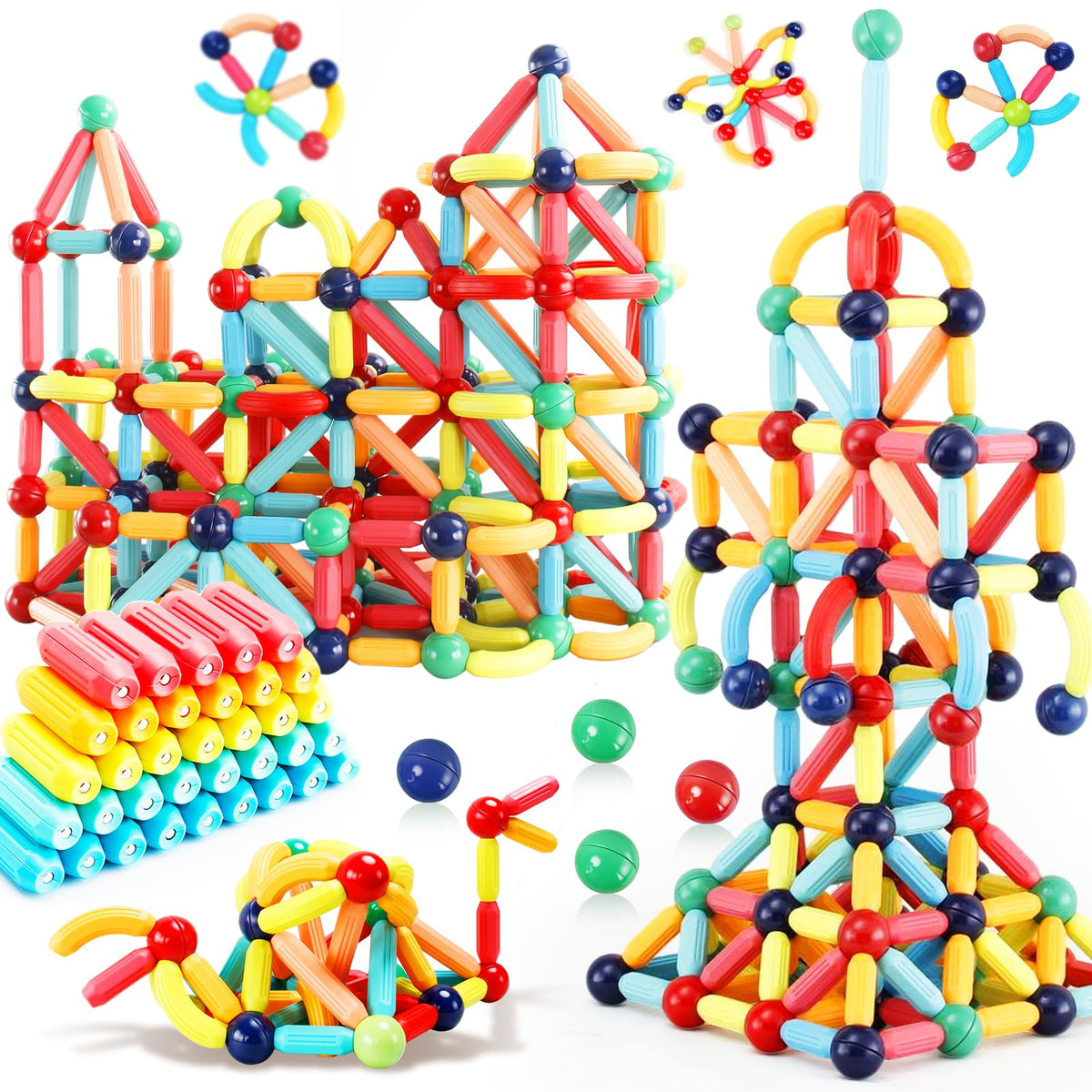 STEMTiles 64PCS magnetic blocks overview for creative STEM exploration.
