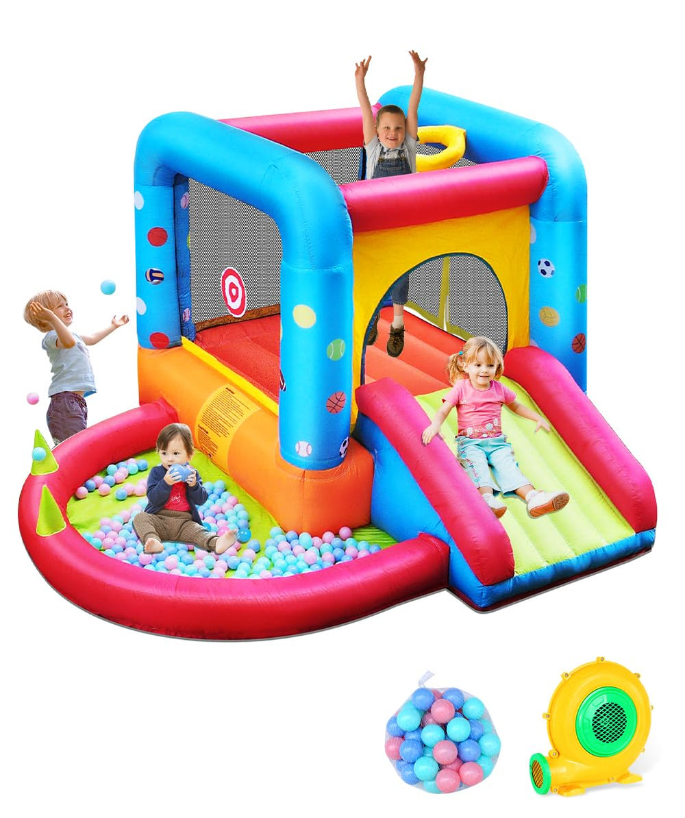 Step4Fun inflatable bounce house front view showcasing spacious play area for kids.