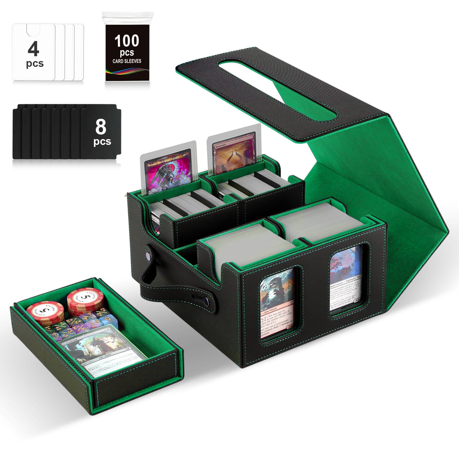 Stepane Commander Deck Box with display windows for quick deck recognition