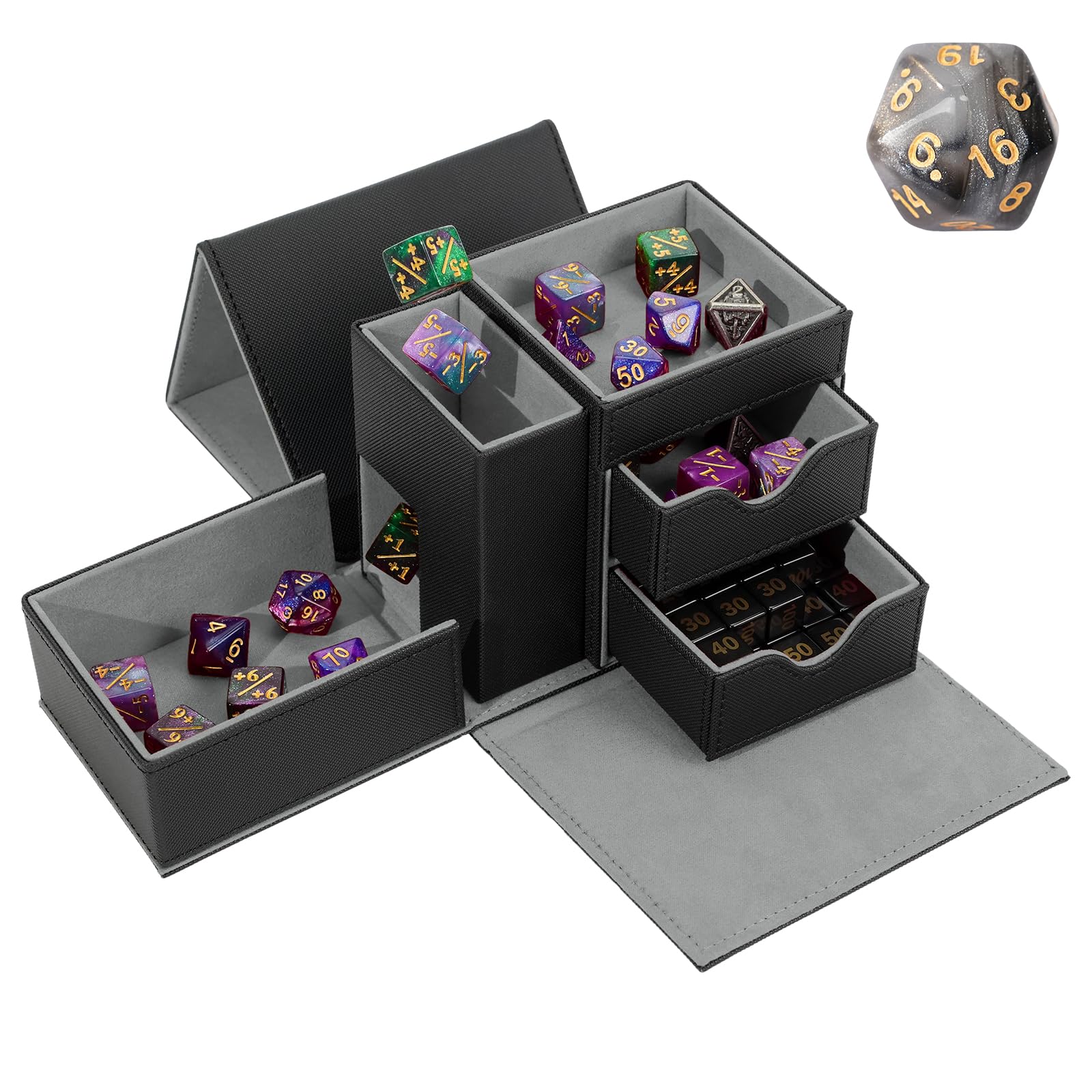 Stepane dice box with rolling tray for smooth, fair dice throws at home.