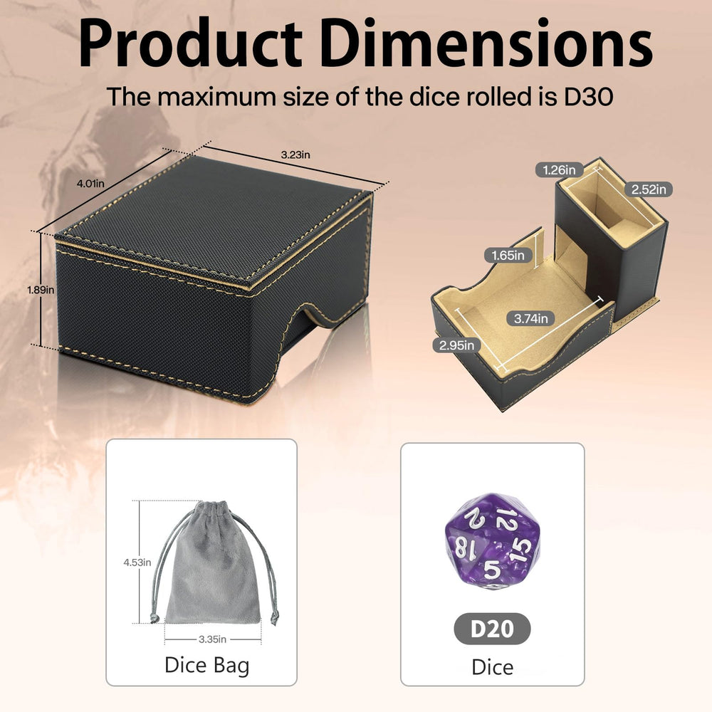 Stepane dice box includes free dice and velvet bag for organization.